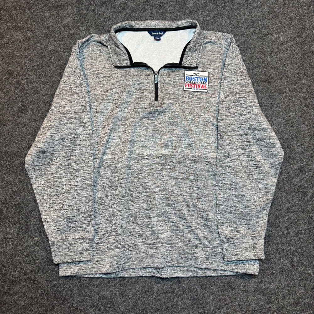 Sport-Tek Mens XL Grey Space Dye 1/4 Zip Boston Volleyball Festival Pullover